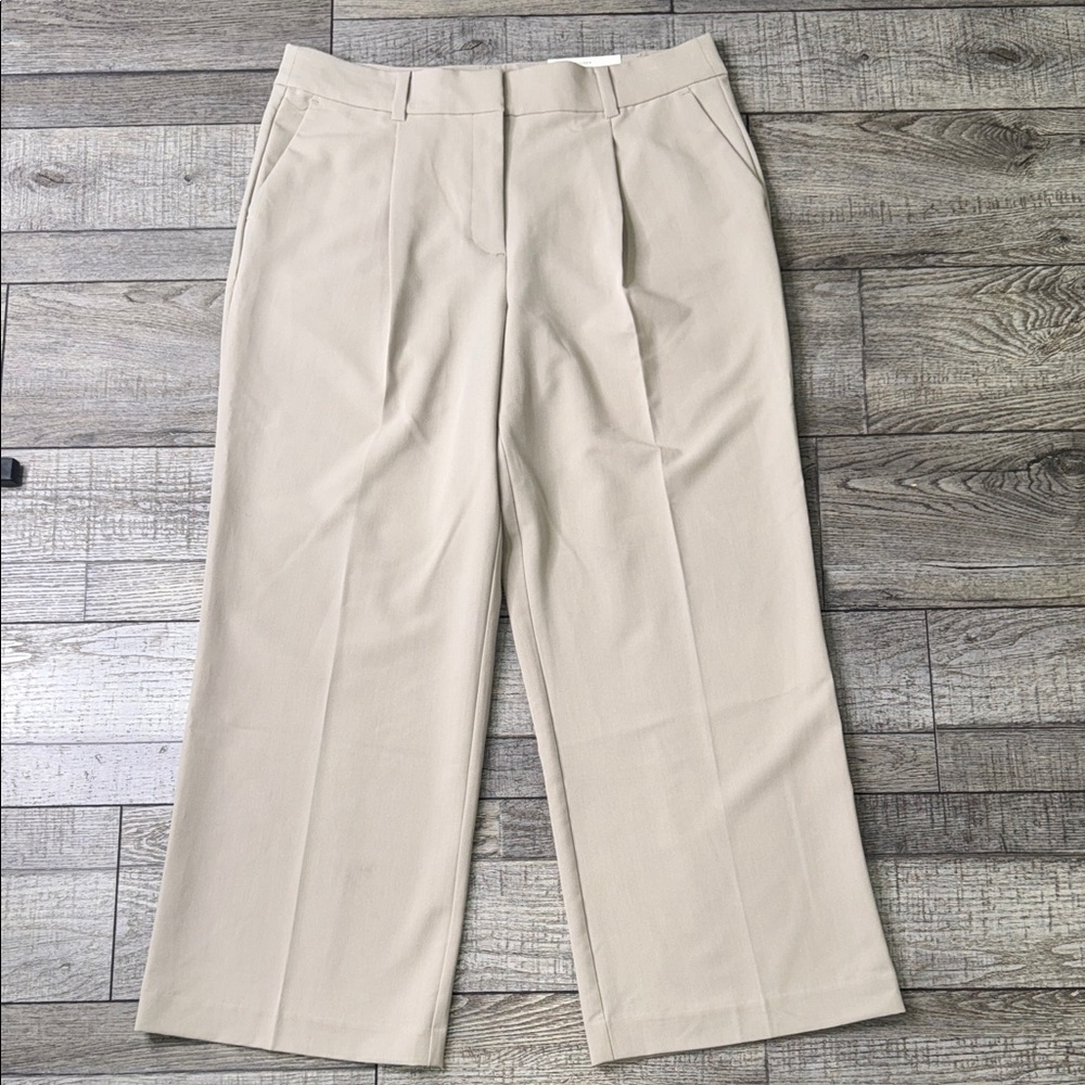 LOFT Peyton High Rise Cream Wide Leg Trousers